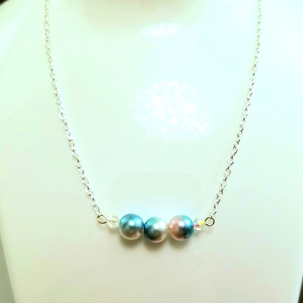 3 Pearl Necklace, Sterling Silver Aura Pearl Trilogy Necklace, 2 Styles